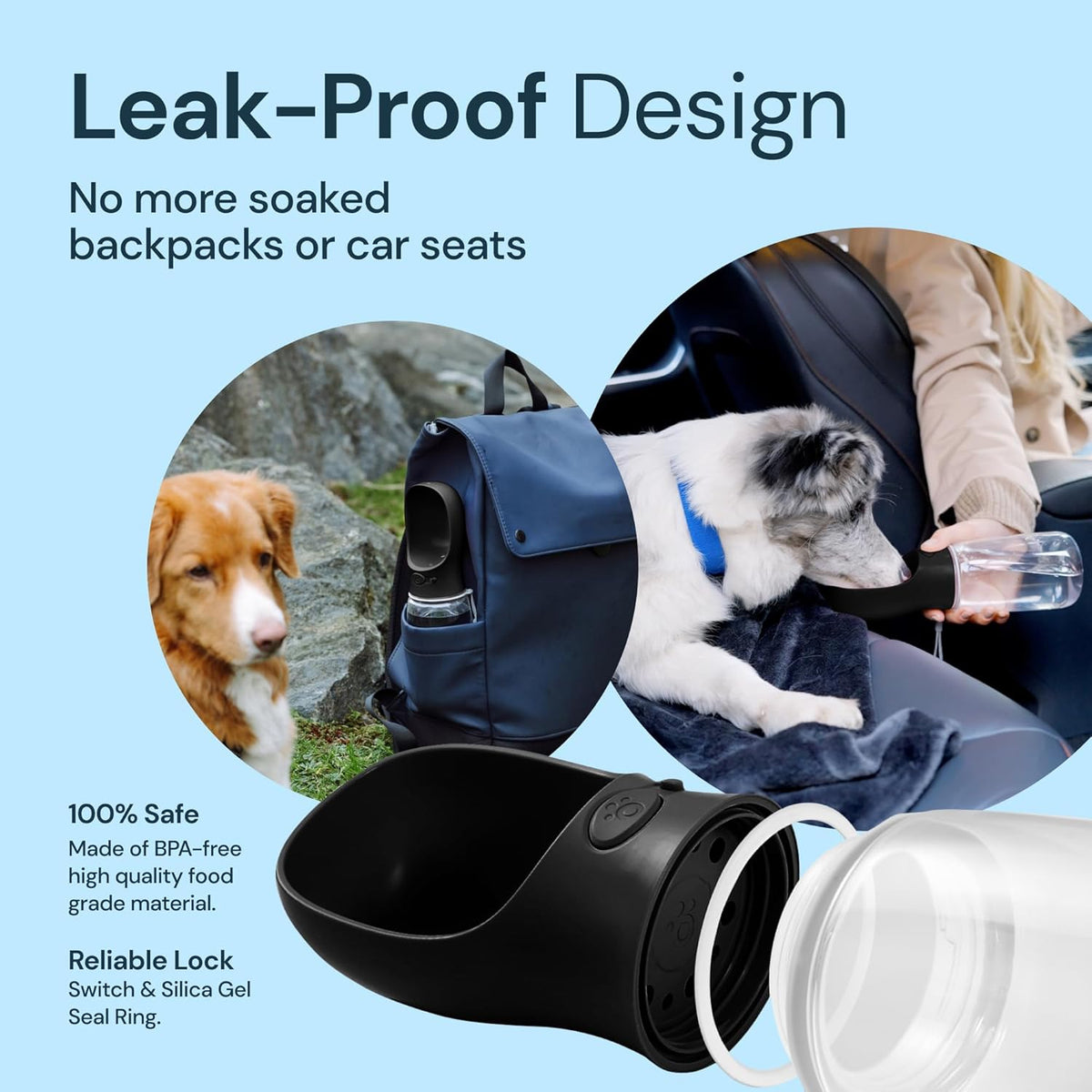 19oz Travel Dog Water Bottle with Leak-Proof Bowl