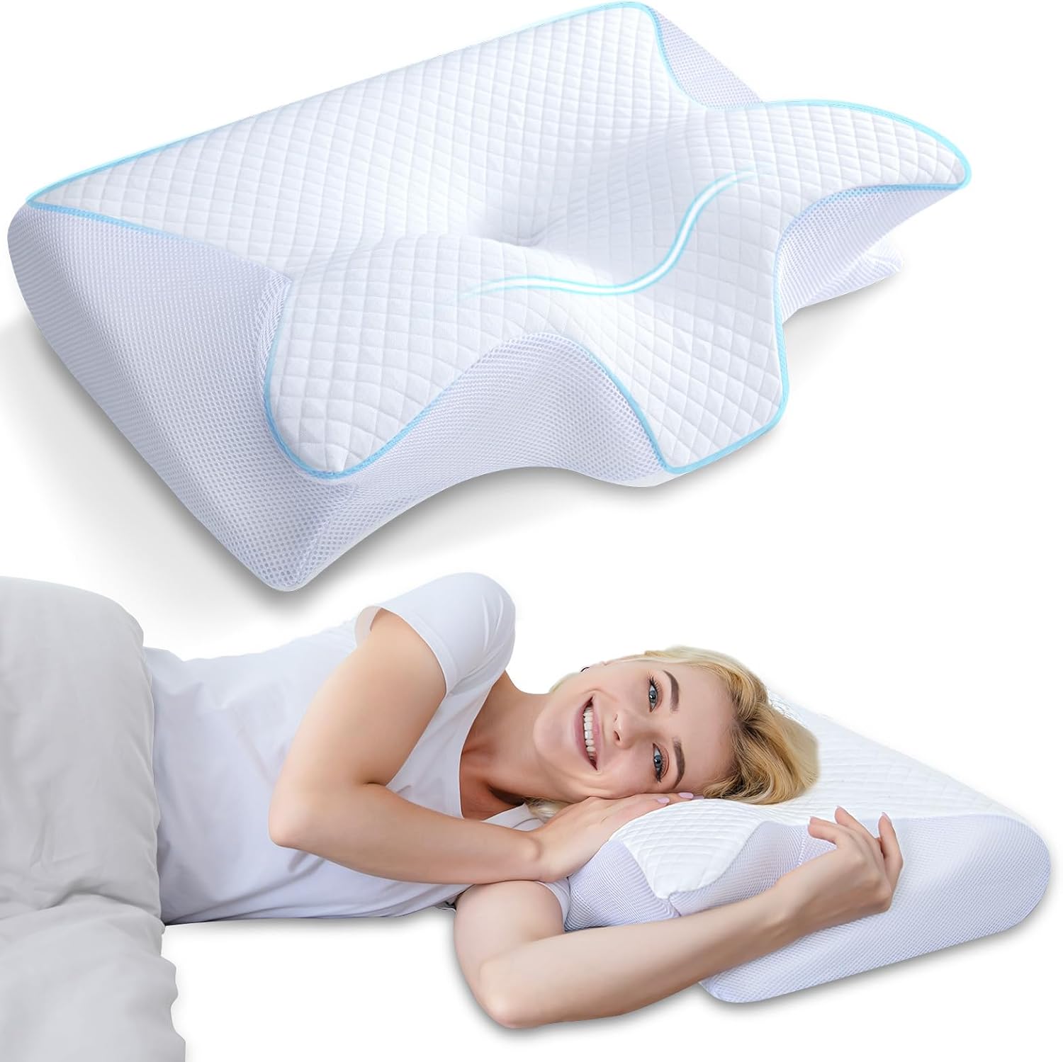 Butterfly Neck Pillow with Memory Foam - Pillowcase Included