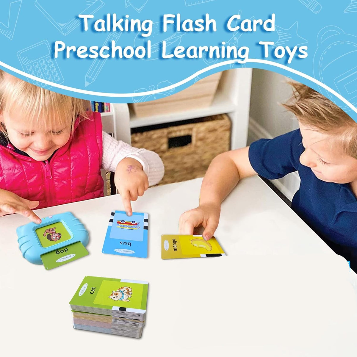 Flash Card Reader for Audio Playback with 224 Words and Repeat Feature