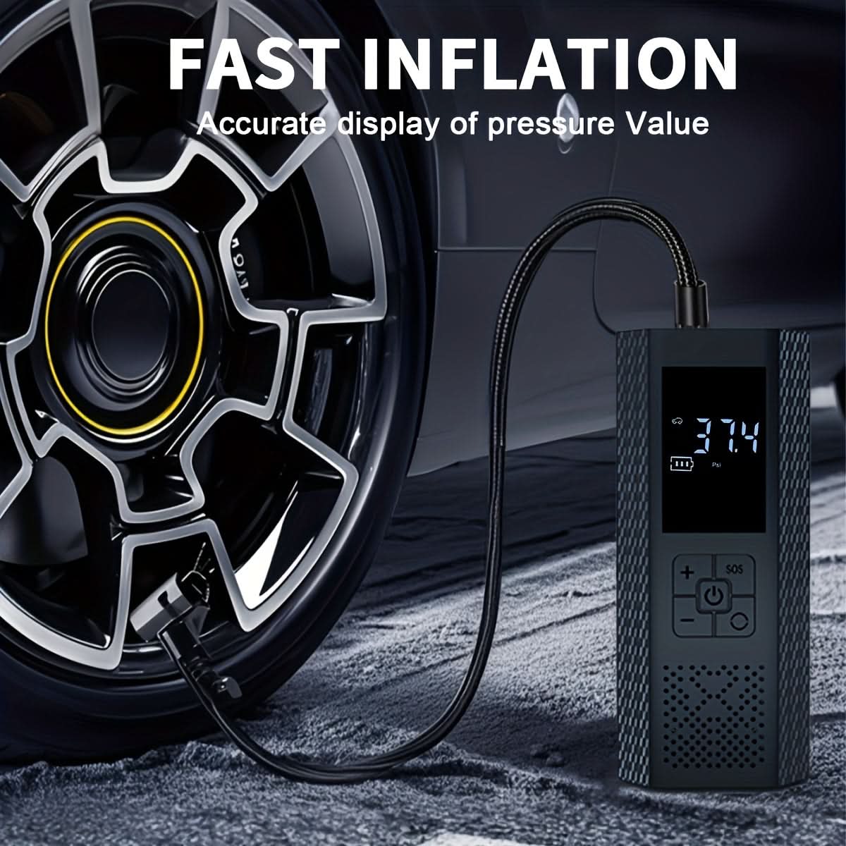 Compact Wireless Tire Pump for On-the-Go Inflation