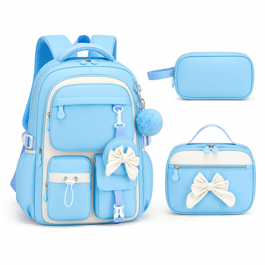 Large Capacity Lightweight Tablet-Compartment Backpack & Handbag Set (3-Piece Set)