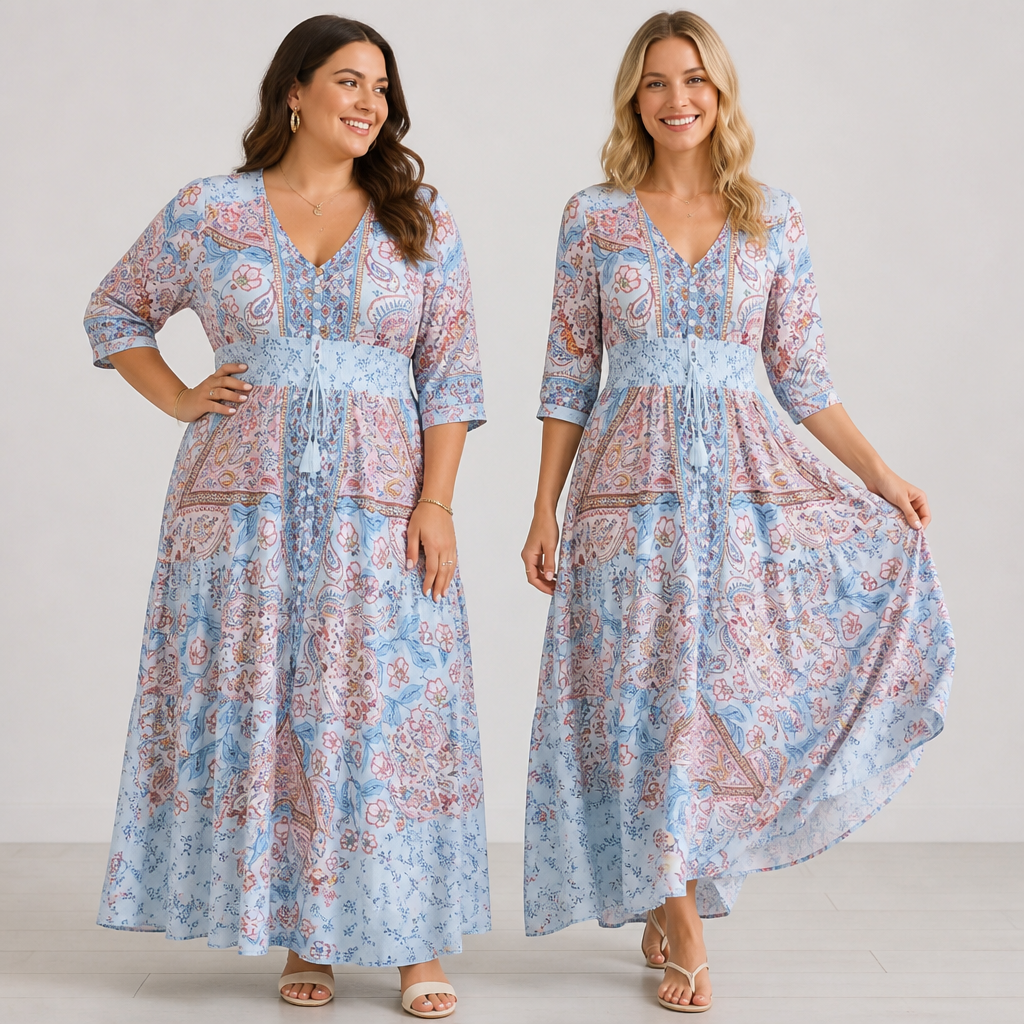 LunaFleur™ Long Floral Dress — Celebrate Every Curve with Featherlight Confidence
