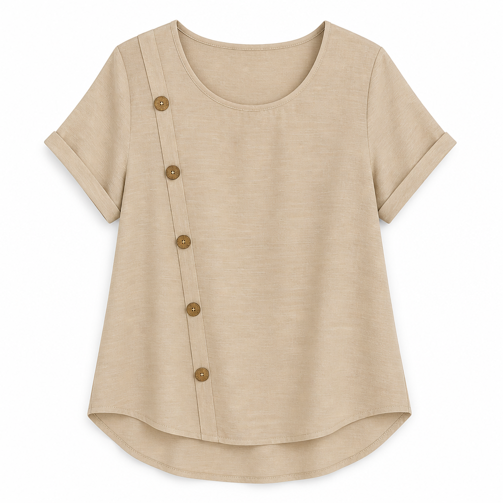 LumeaLuxe™ – Comfortable Cotton Shirt Featuring Side-Button Accents
