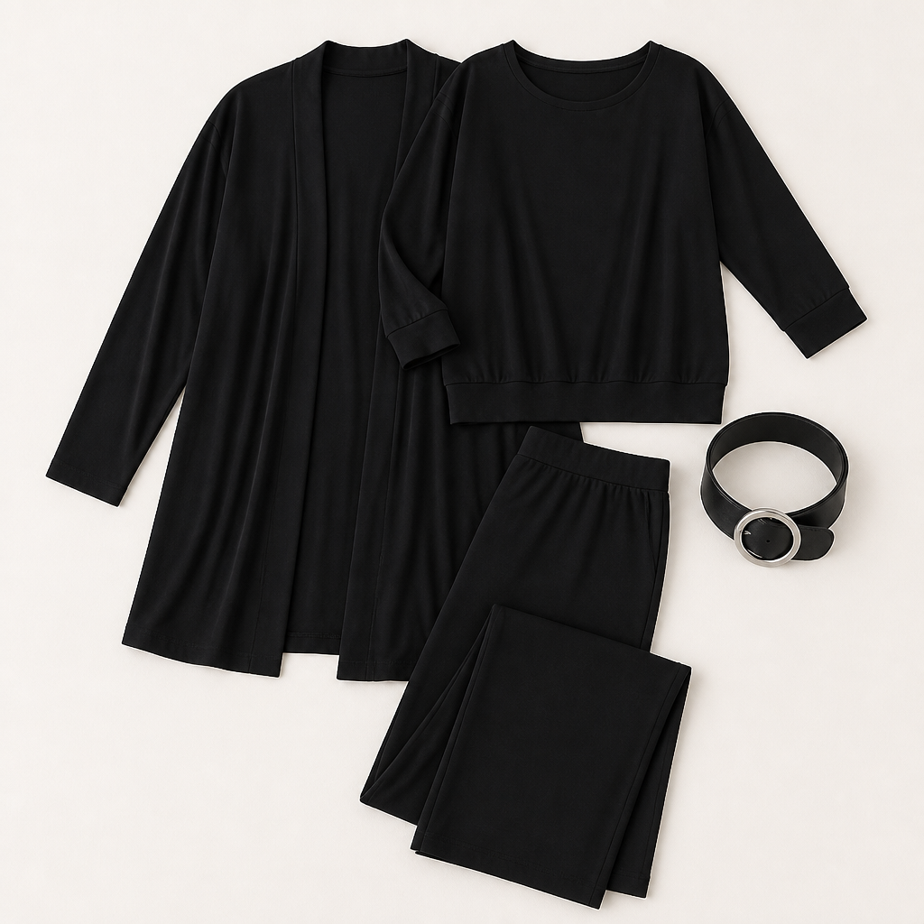 LumeEra™ – Laid-Back 3-Piece Lounge Set Featuring Long Open-Front Cardigan