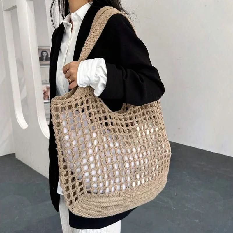 Crochet Beach Tote Bag with Woven Design