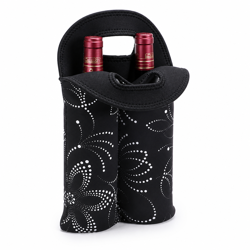 Insulated Neoprene Dual-Bottle Wine Carrier (Holds Two 750ml)