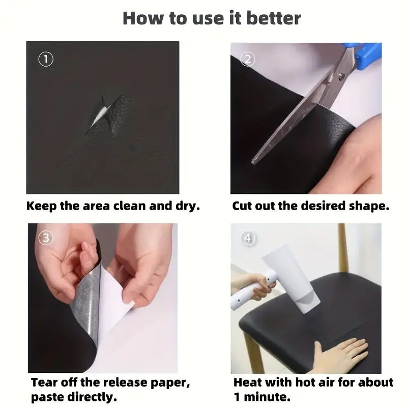 Stick-On Leather Repair Patch - Durable Self-Adhesive Cover for Upholstery