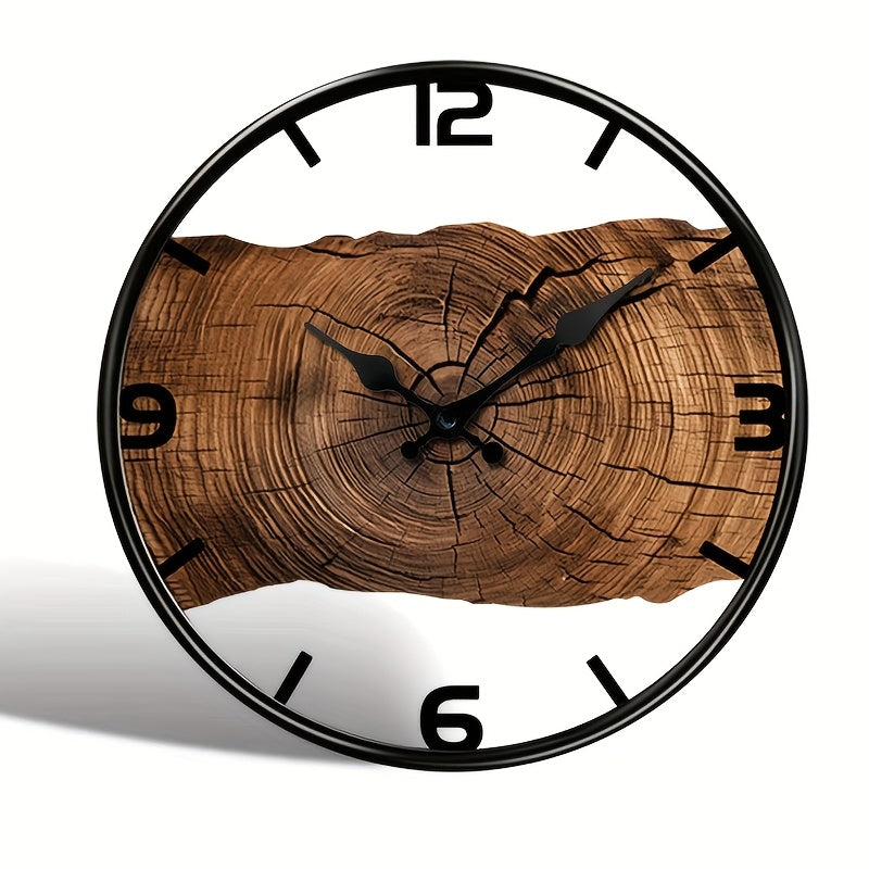 Round Carved Wooden Wall Clock - Silent Design