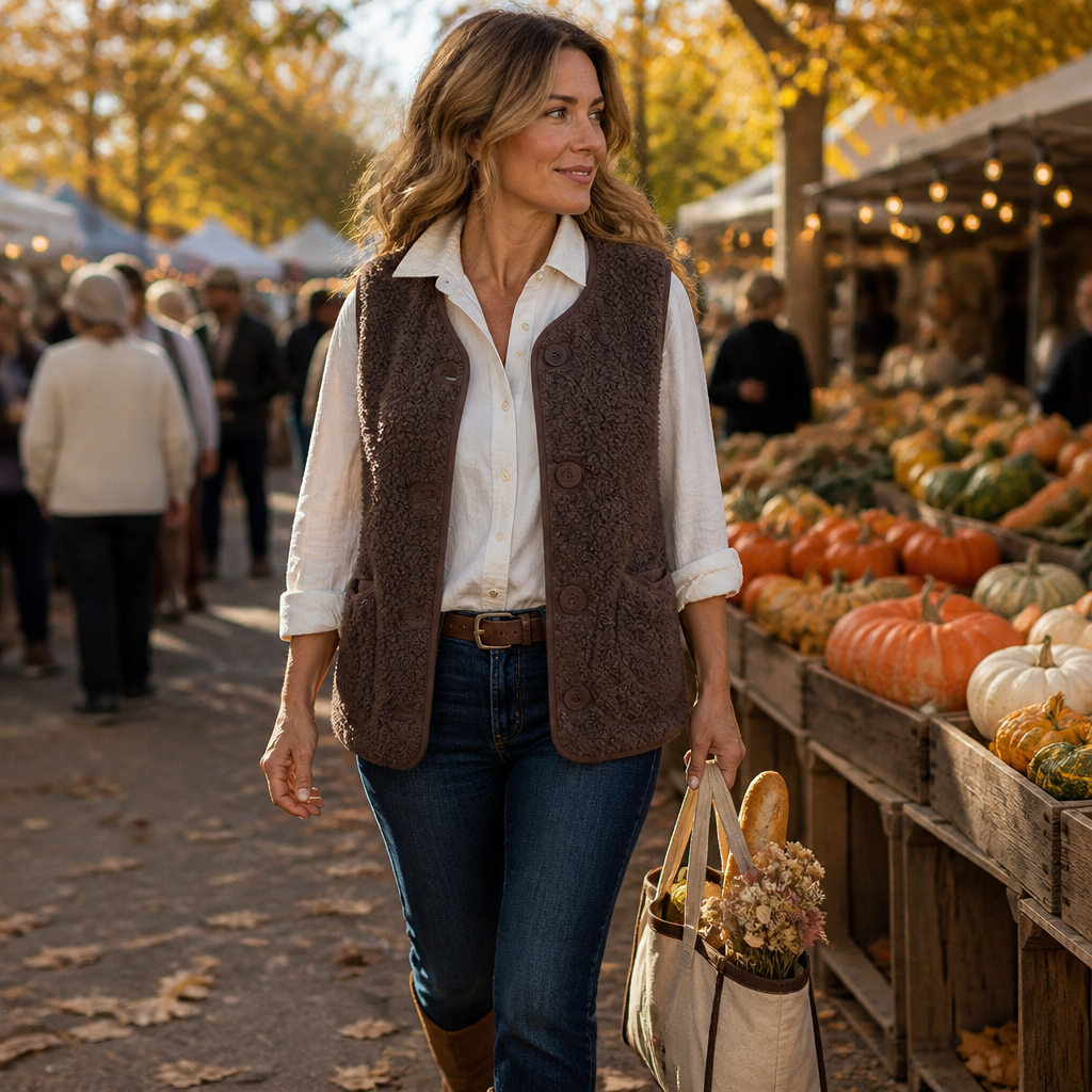 CloudWarm™ – Cozy Sherpa Button-Front Sleeveless Vest