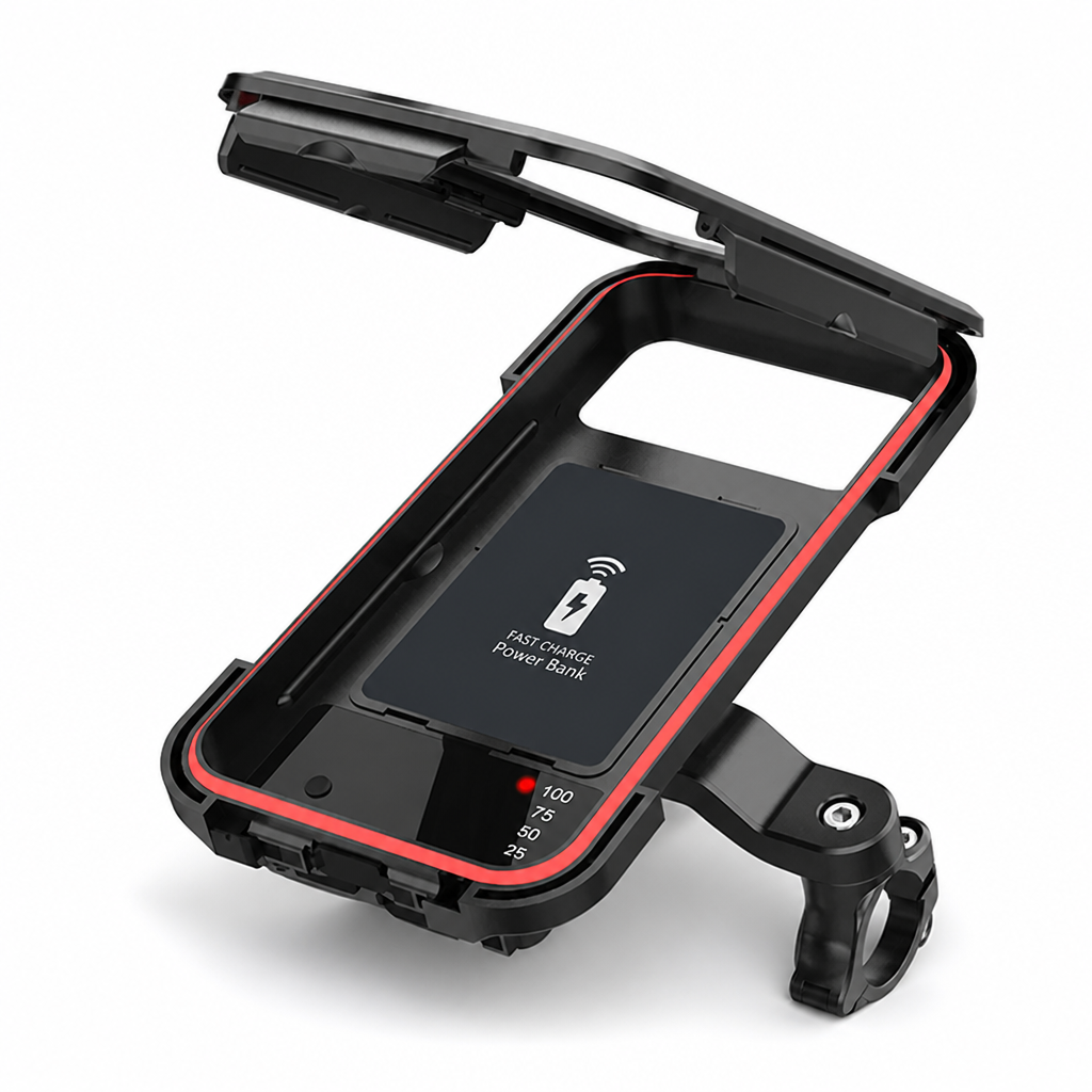 Waterproof 5000mAh Handlebar Phone Mount (15W Charging)
