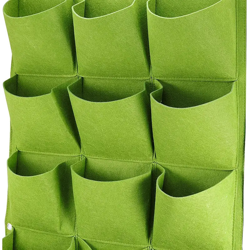Wall-Mounted Vertical Plant Bag with 18 Pockets Made of Felt