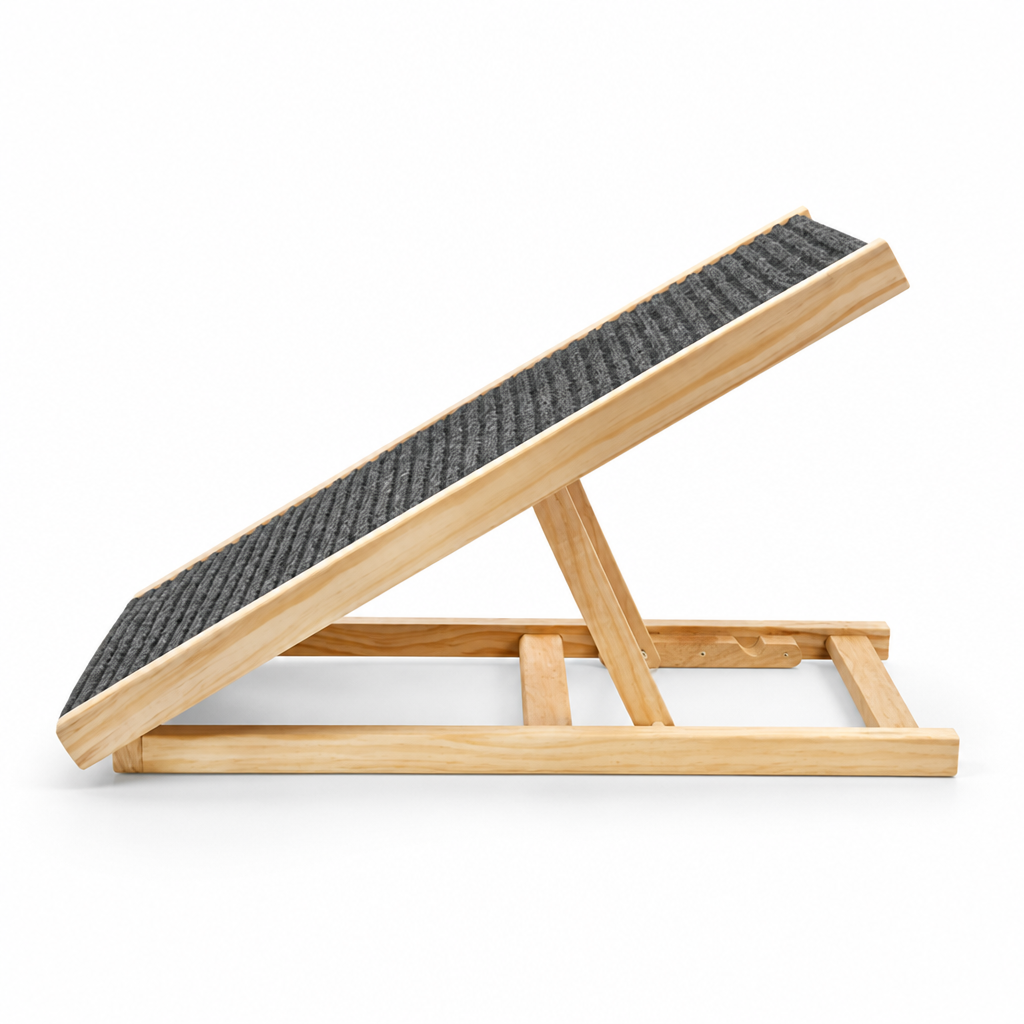 Foldable Adjustable Wooden Pet Ramp (Non-Slip Carpet)