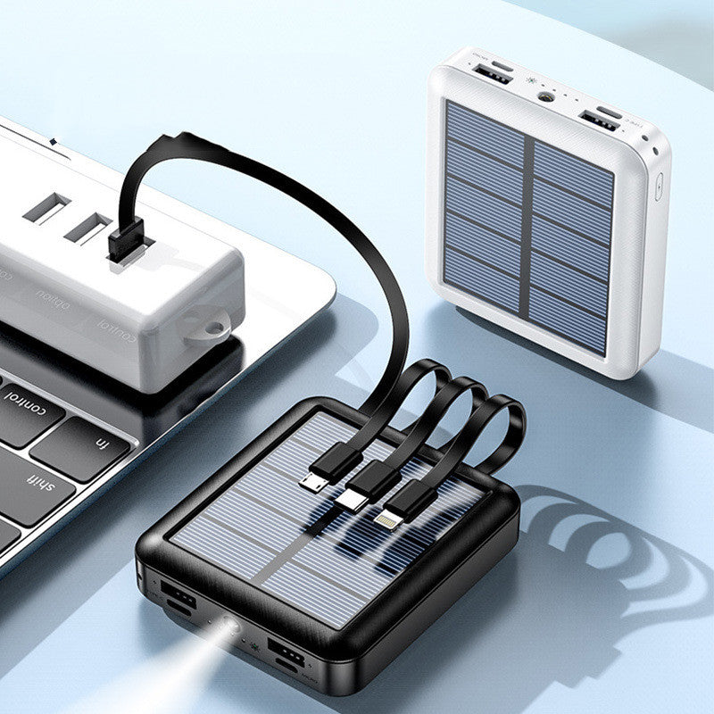Solar Power Bank with LED Light and Multiple USB Ports for Outdoor Use