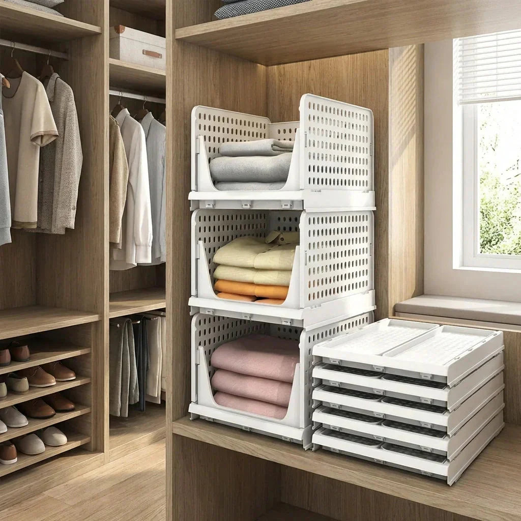 Stackable 3-Tier Closet Organizer in Durable Plastic