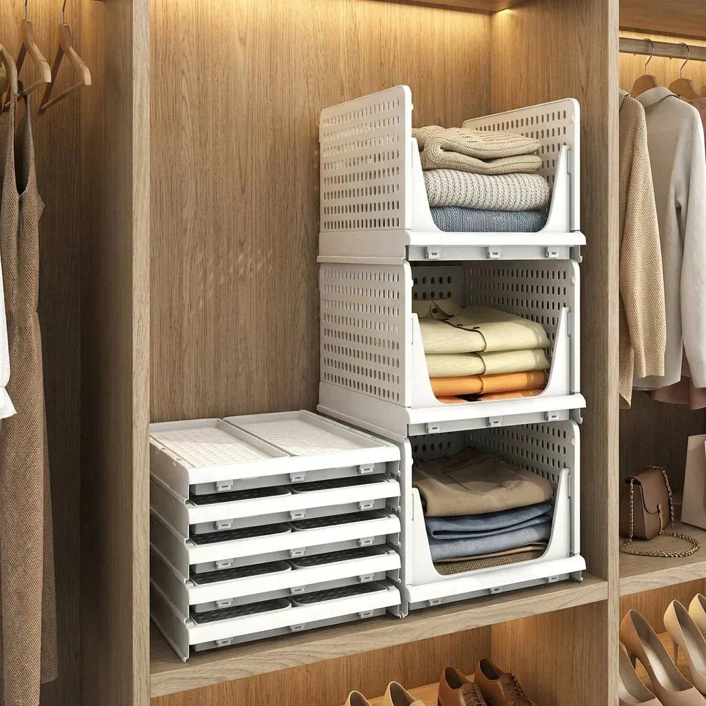 Stackable 3-Tier Closet Organizer in Durable Plastic