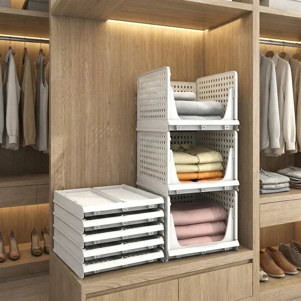 Stackable 3-Tier Closet Organizer in Durable Plastic