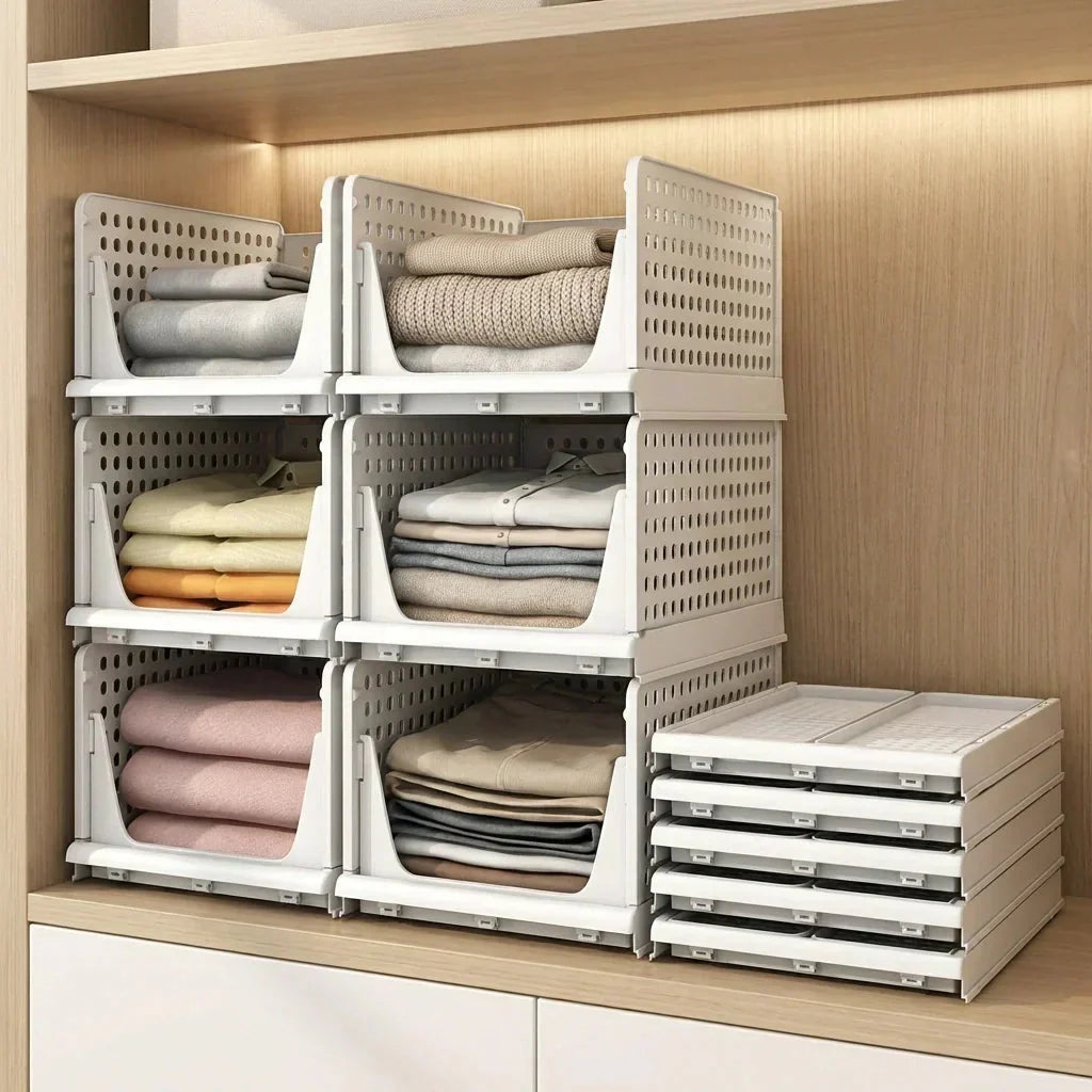 Stackable 3-Tier Closet Organizer in Durable Plastic