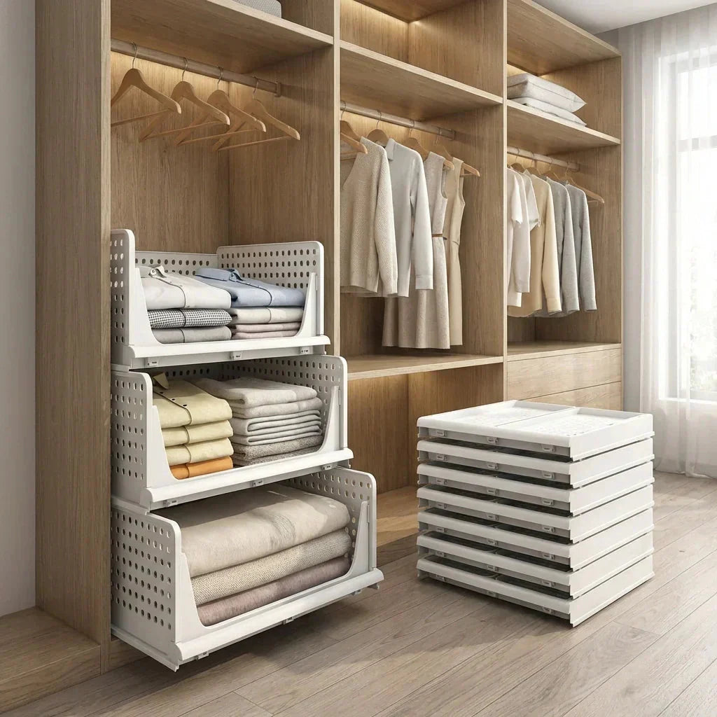 Stackable 3-Tier Closet Organizer in Durable Plastic