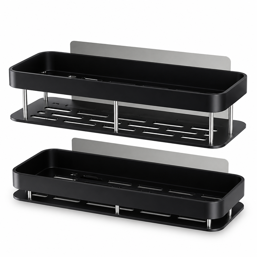 Drill-Free Self-Adhesive Stainless Steel Bathroom Shelf