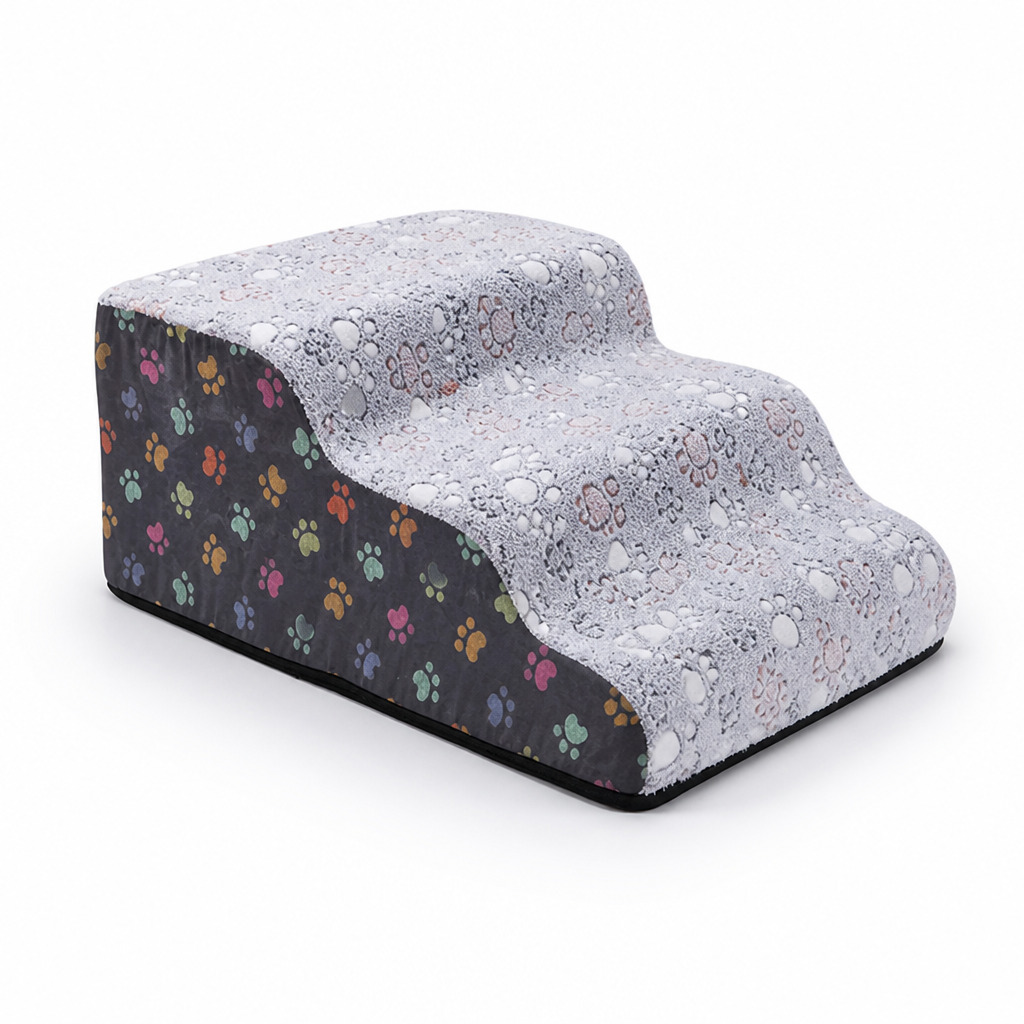 Paw-Print Plush Non-Slip Pet Steps (2–5 Steps)