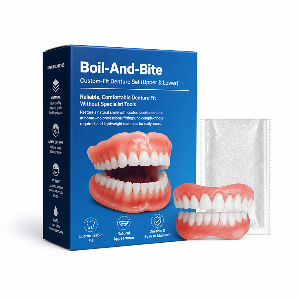 Boil-And-Bite Custom-Fit Denture Set (Upper & Lower)
