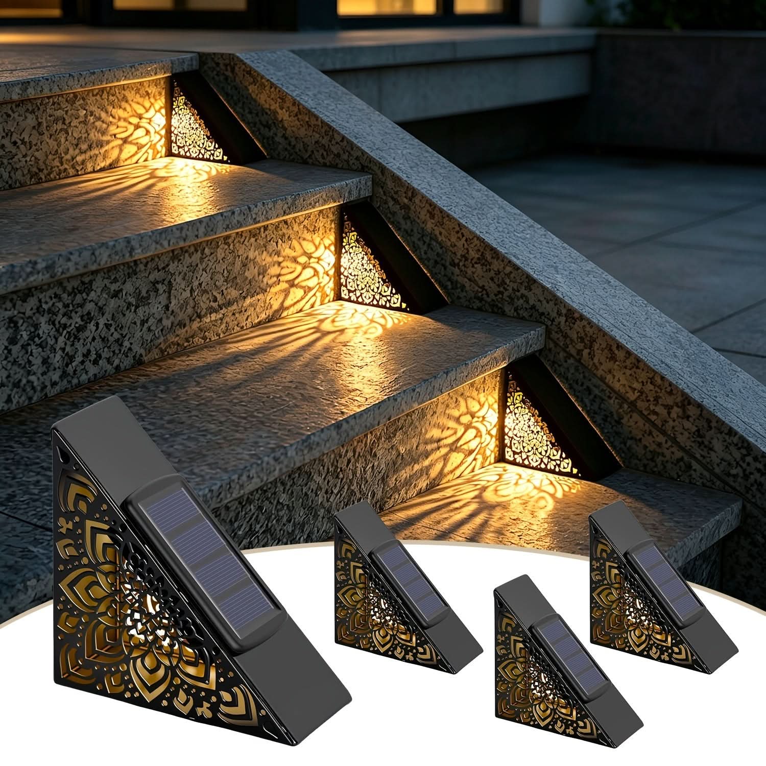 Outdoor Solar Step Lights in Metal Design