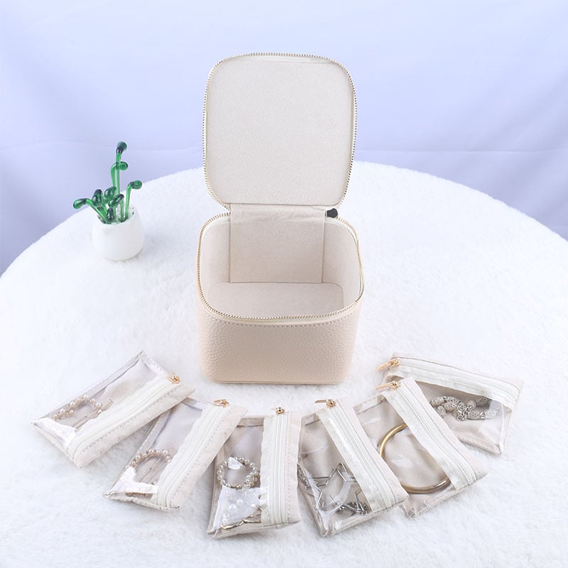 Zippered Jewelry Storage Box with Compartments
