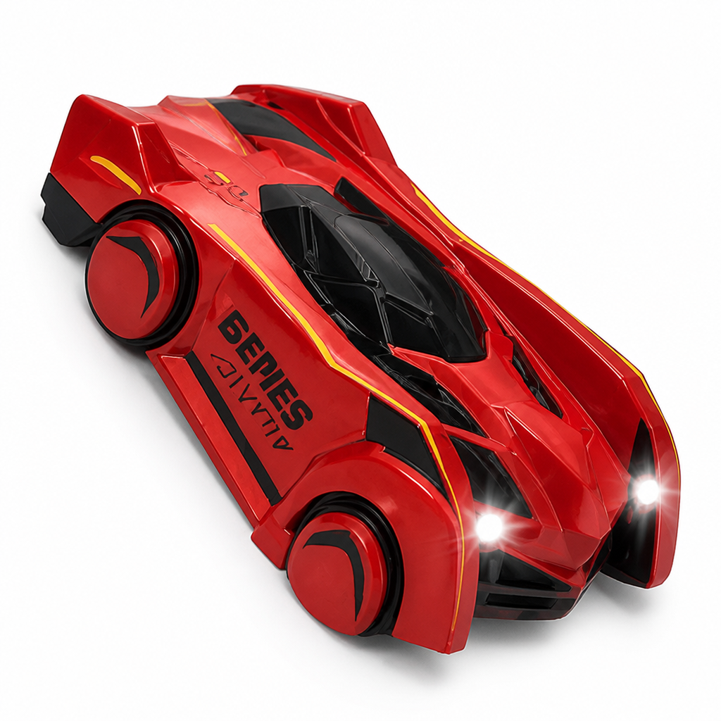 Laser-Controlled Wall-Climbing RC Car (USB-Rechargeable & LED Headlights)