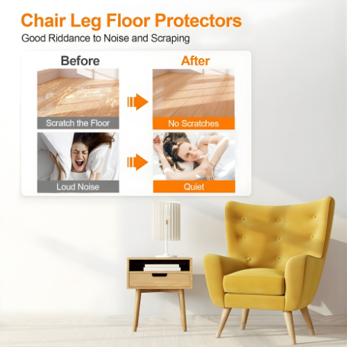 Felt-Padded Silicone Caps for Chair Legs – Protects Floors from Scratches