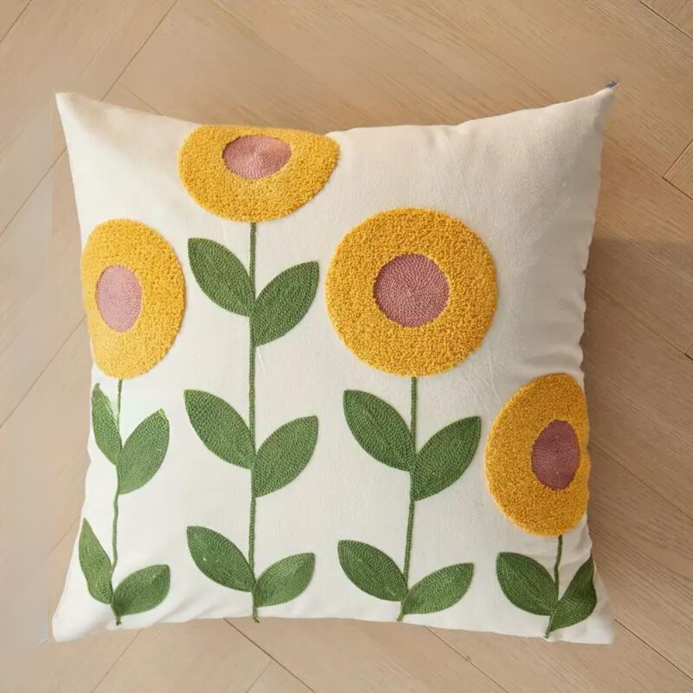 Floral and Botanical Embroidered Pillowcase