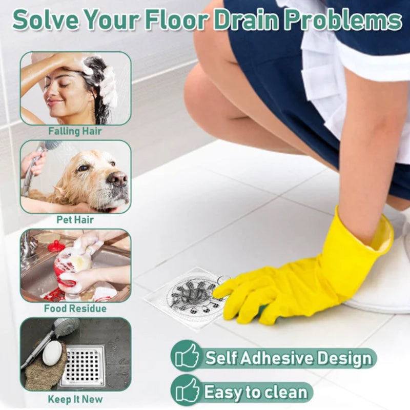 Hair Catcher Stickers for Shower Drains – Prevent Clogs in Bathroom & Kitchen