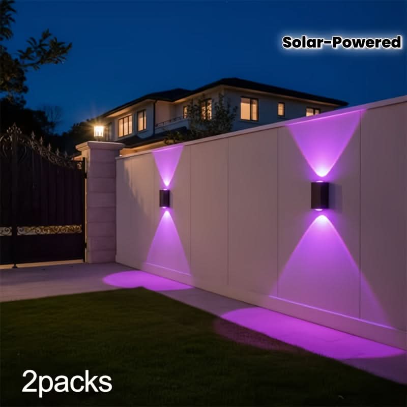 Solar Outdoor Wall Lamp Set with Color Changing Features