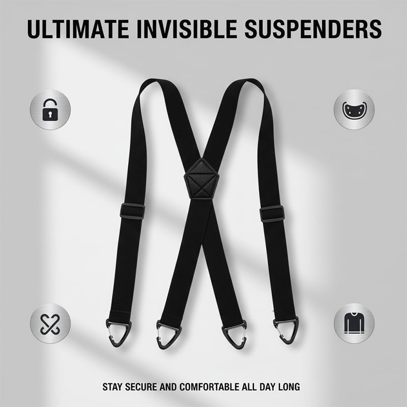 Adjustable Non-Slip Suspenders with Four Clips