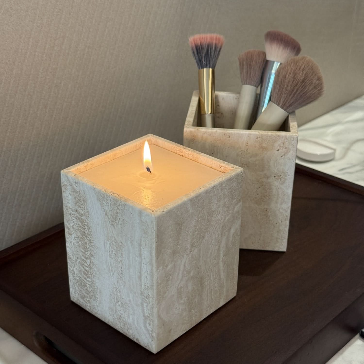 Natural Stone Vanity Organizer – Travertine Design