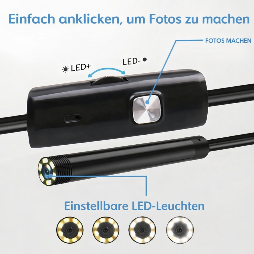Endoscope Lens | Water-Resistant Inspection Scope | HD Imaging with LED Lighting | ScopeMate
