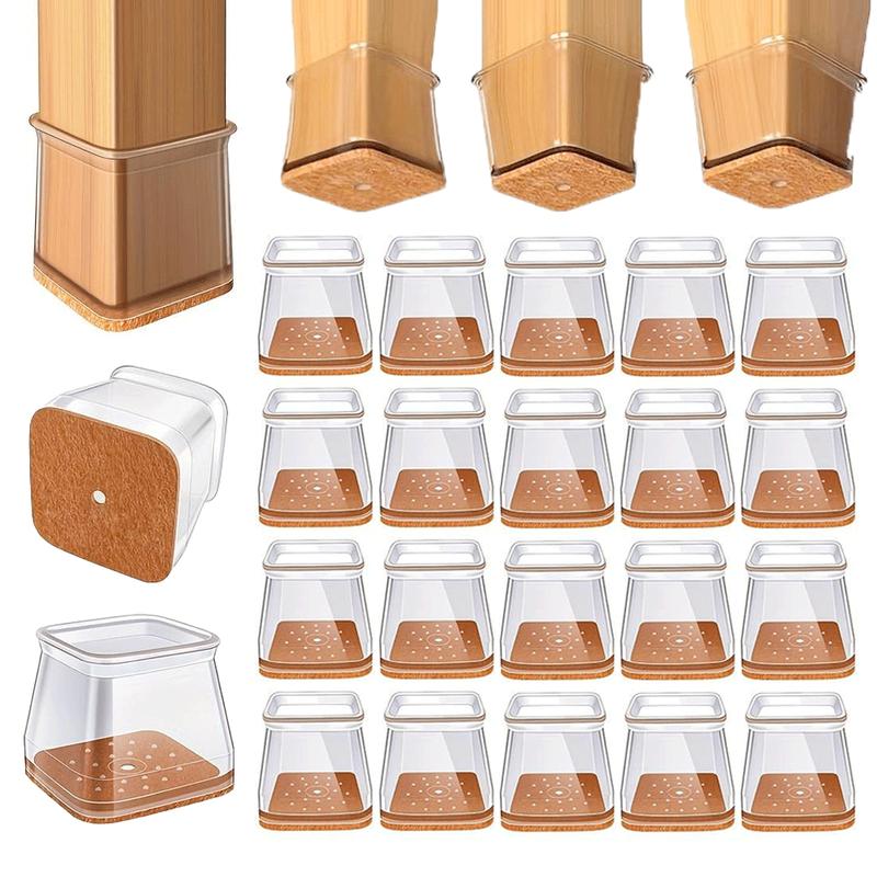 24-Pack Square Chair Leg Caps 13–19 mm – Silent, Scratch-Resistant Glide
