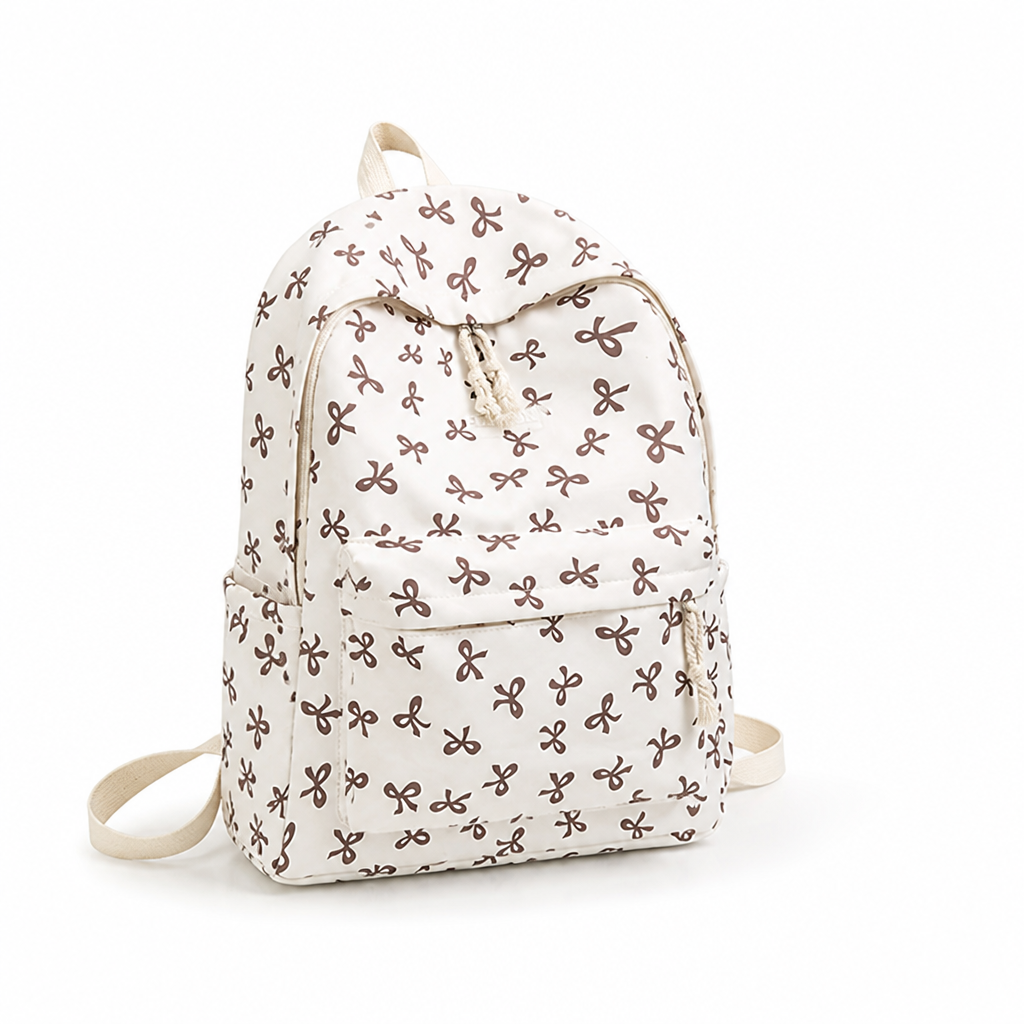 Durable Polyester Multi-Pocket Girls' Backpack (Butterfly Print)