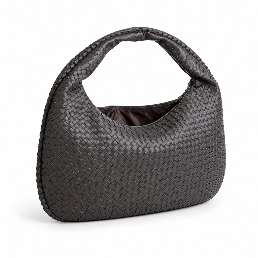 Spacious Vegan Leather Woven Tote Bag