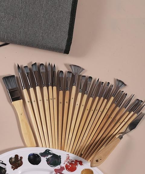 7 Brush Shapes and Palette Knife – 24-Piece Makeup Brush Set with Case