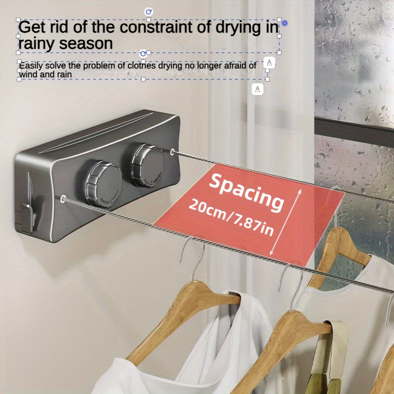 Double Line Stainless Steel Clothesline – 5.1 m Retractable Design