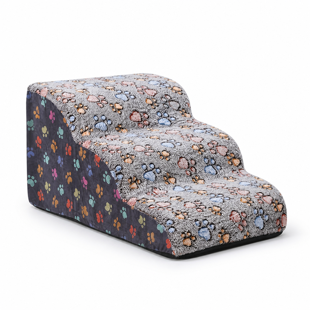 Paw-Print Plush Non-Slip Pet Steps (2–5 Steps)