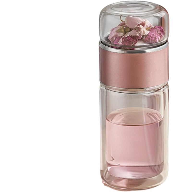 Detachable Filter Glass Bottle for Brewing Tea with Flip Control