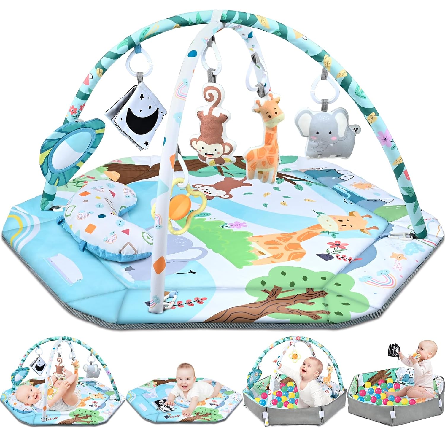 Versatile 8-in-1 Baby Activity Mat & Ball Pit with Sensory Toys