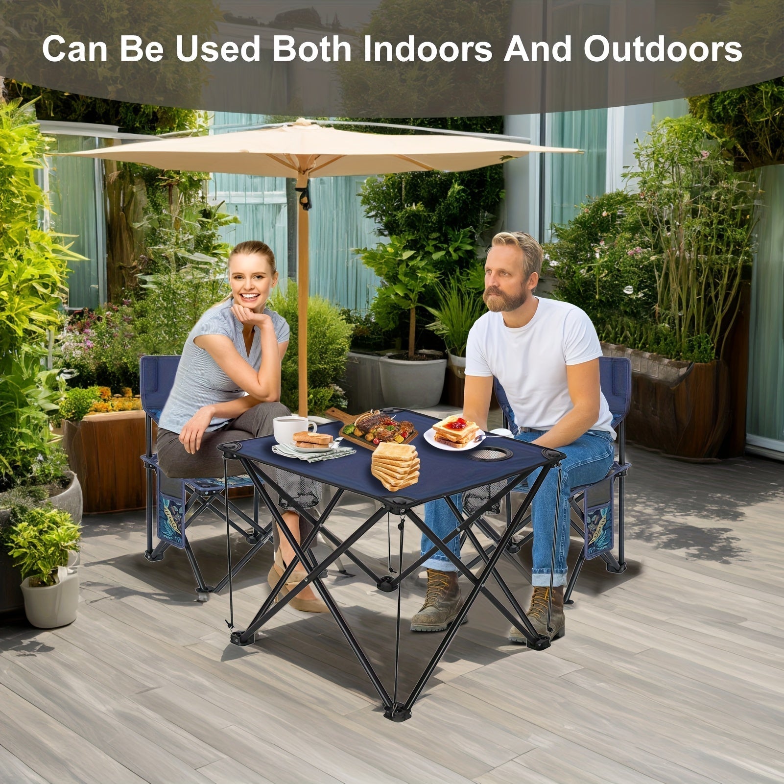 Compact Outdoor Furniture Set with Metal Frame and Oxford Fabric