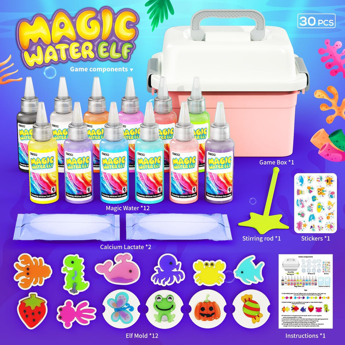 12-Color Water Gel Pet Craft Kit with Molds for Children