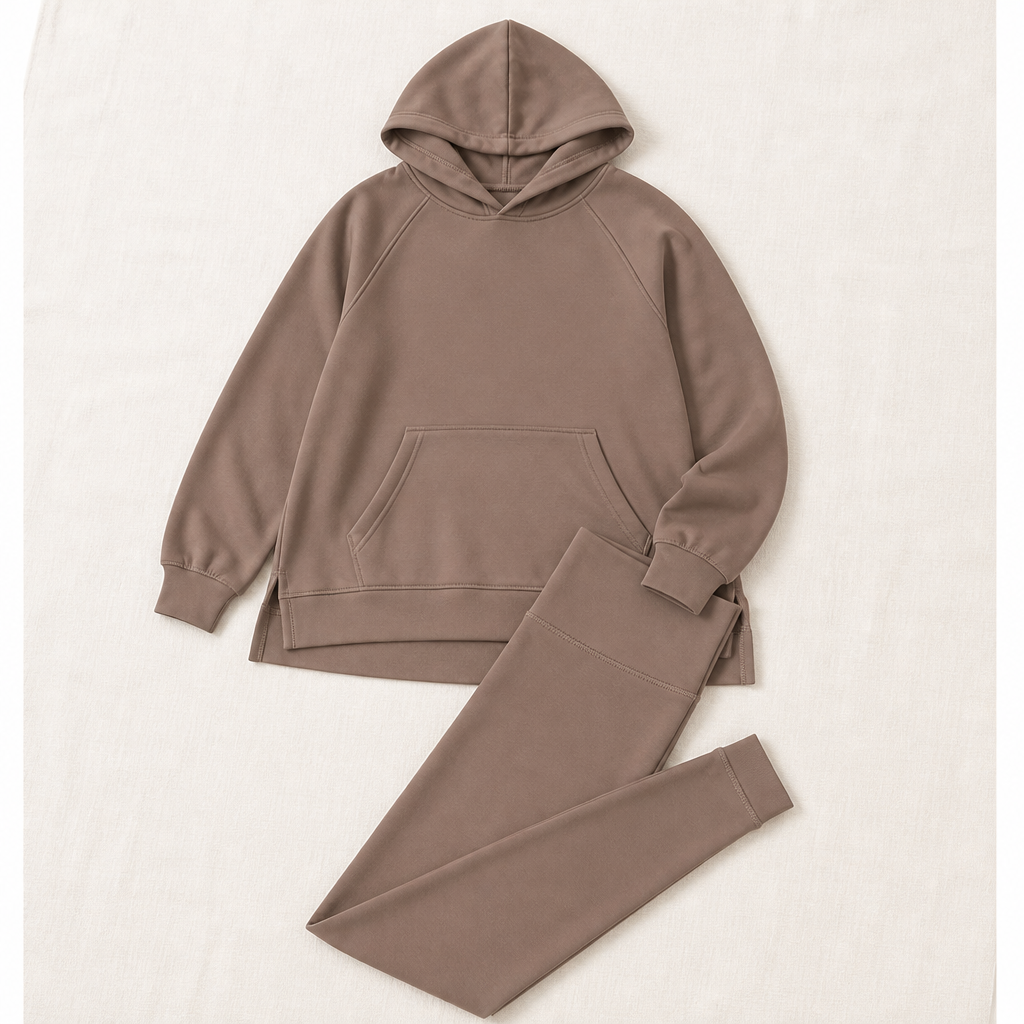 GlowFlex™ – Comfy Hooded Tunic & High-Rise Leggings Set
