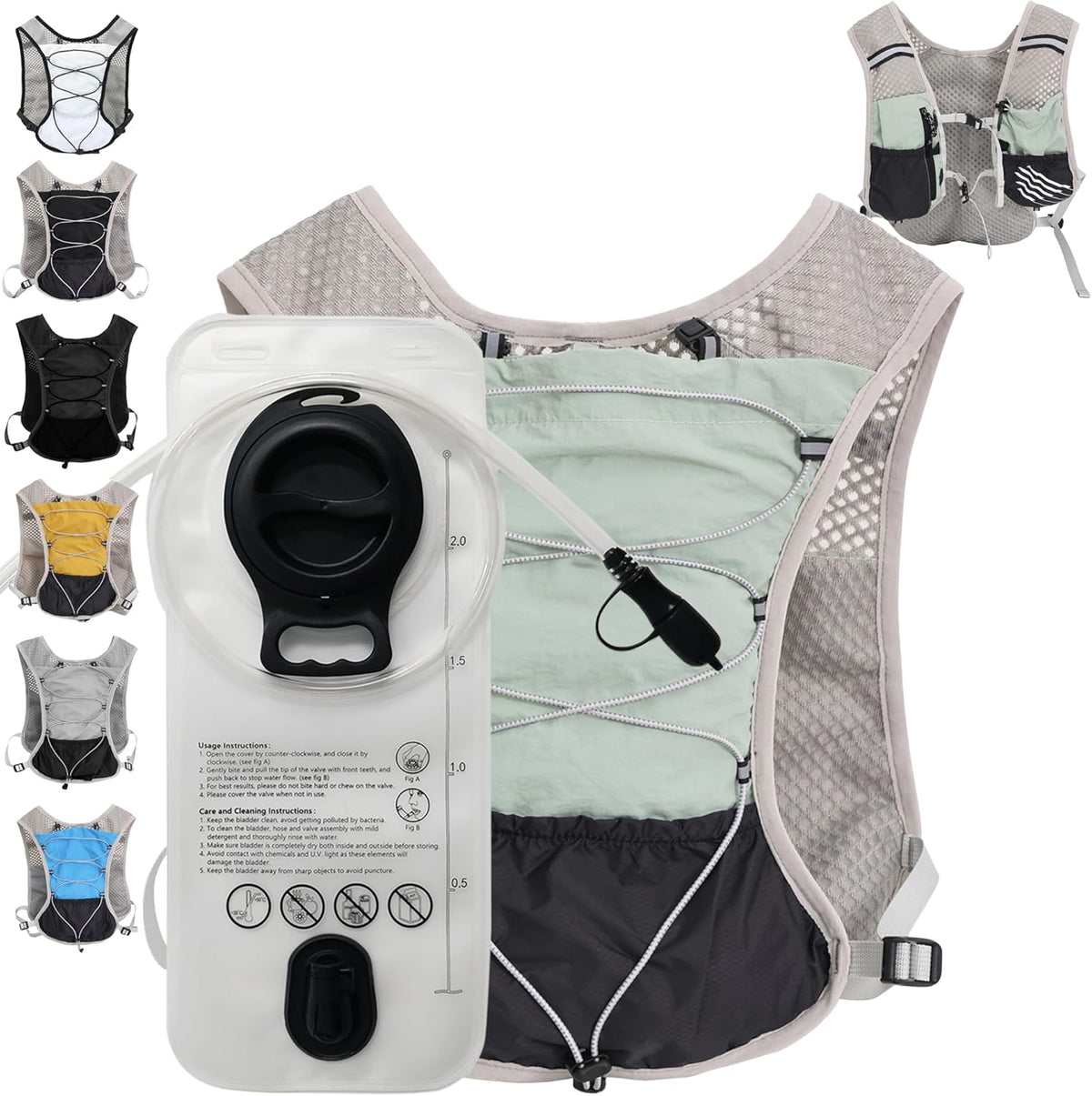 Water Backpack for Hiking and Running - 2L Hydration Vest