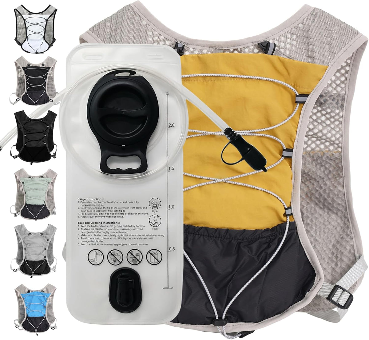 Water Backpack for Hiking and Running - 2L Hydration Vest