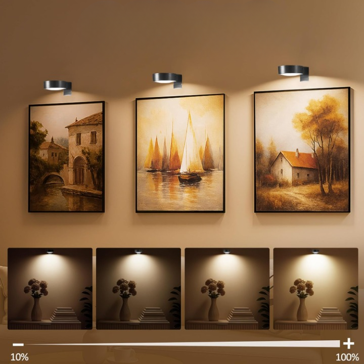Remote-Controlled Wireless LED Wall Light – Magnetic, No Drill, Gold/Black