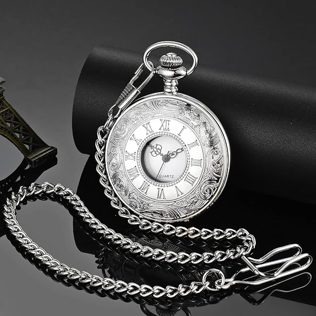 Men's Pocket Watch with Roman Numerals - Classic Style